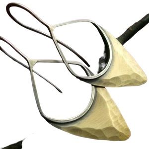 Shield Design Antique Gold Drop Earrings